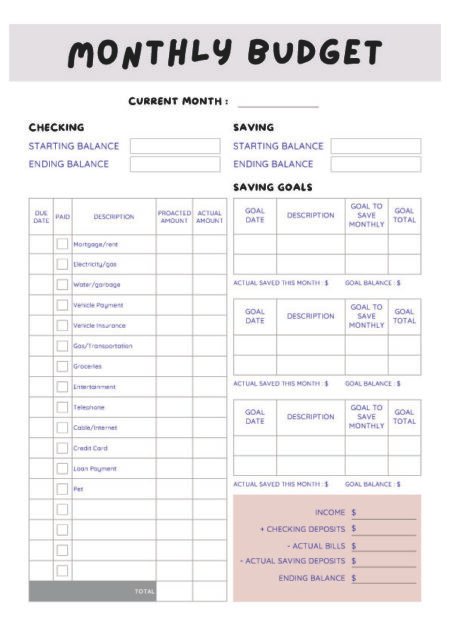 Monthly Budget Planner