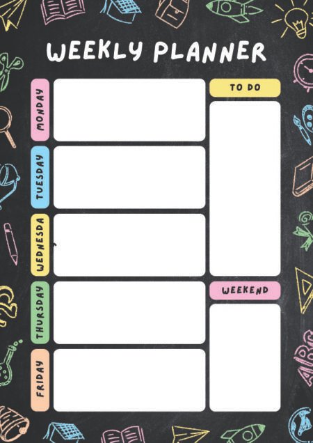 Weekly Planner Blackboard Style