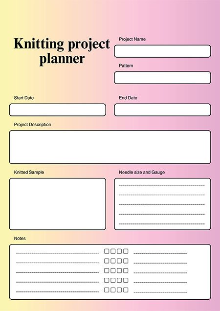 Knitting Project plan