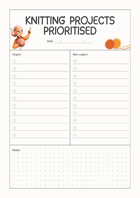Knitting Projects Prioritised
