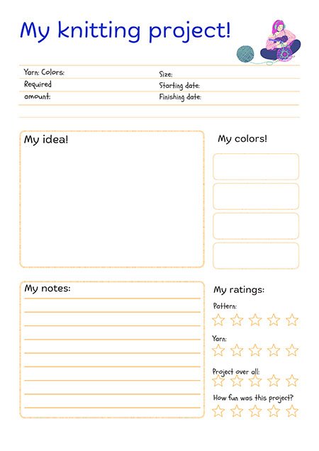 Knitting Project simple planner